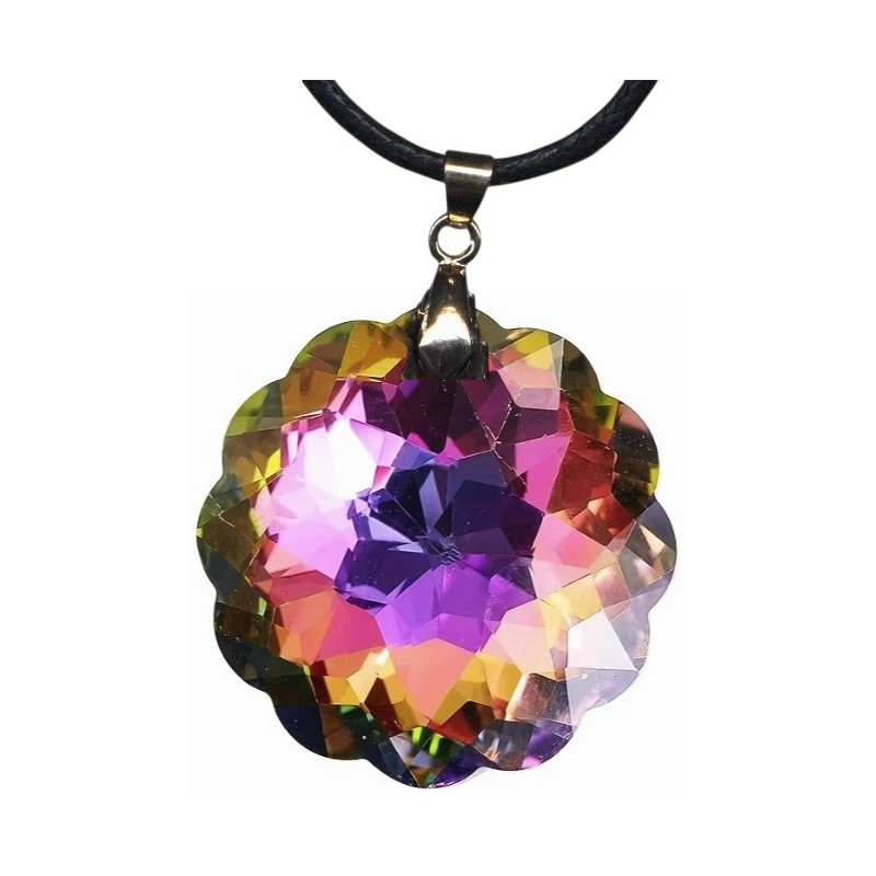 Pendentif Collier 45 mm En Cristal a facettes Arc-en-ciel.