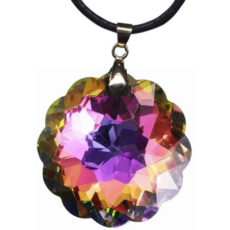 Pendentif Collier 45 mm En Cristal a facettes Arc-en-ciel.