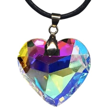 Pendentif Collier 45 mm En Cristal a facettes Arc-en-ciel.