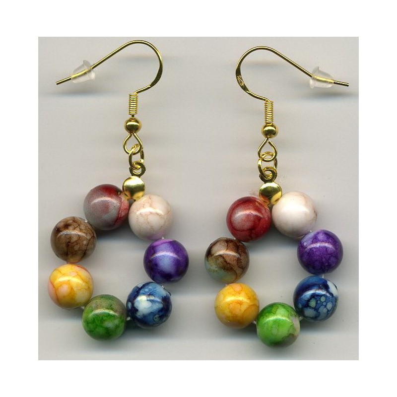 Boucles D'oreilles Hypoallergéniques. Perles en Pierre Naturelle (7CHAKRAS)