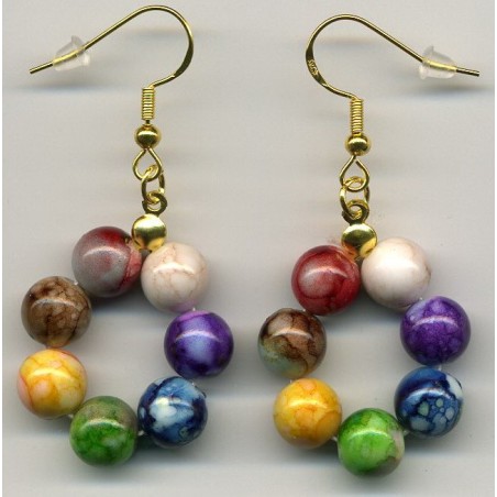 Boucles D'oreilles Hypoallergéniques. Perles en Pierre Naturelle (7CHAKRAS)
