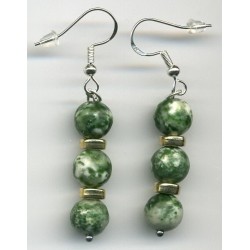 Boucles D'oreilles Hypoallergéniques. Perles en Pierre Naturelle (AGATE ARBRE)