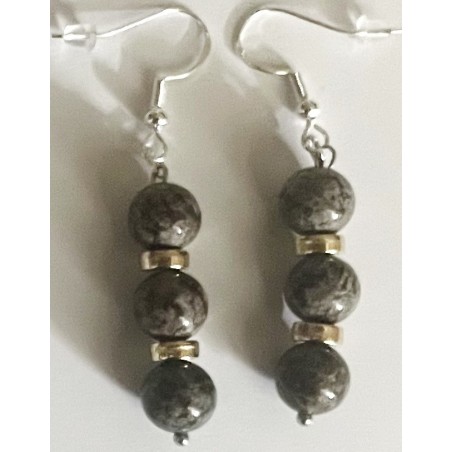 Boucles D'oreilles Hypoallergéniques. Perles en Pierre Naturelle (ALBATRE)