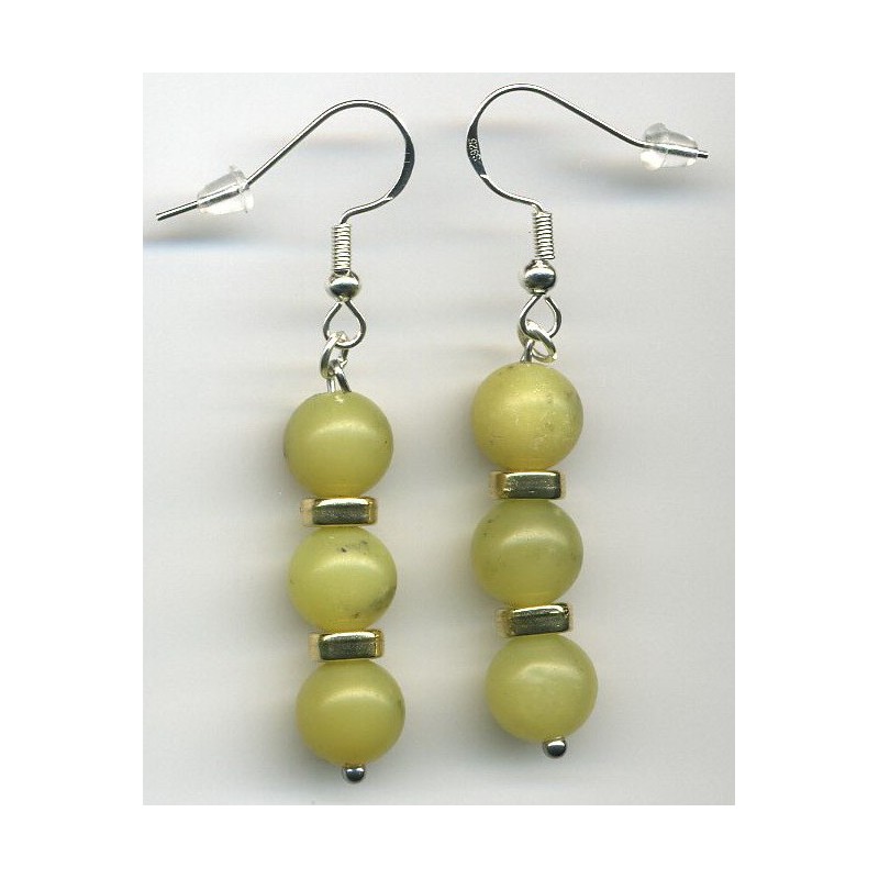 Boucles D'oreilles Hypoallergéniques. Perles en Pierre Naturelle (AMAZONITE)