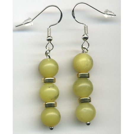 Boucles D'oreilles Hypoallergéniques. Perles en Pierre Naturelle (AMAZONITE)