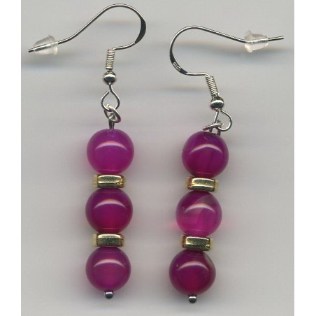 Boucles D'oreilles Hypoallergéniques. Perles en Pierre Naturelle (AMETHYSTE)
