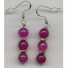Boucles D'oreilles Hypoallergéniques. Perles en Pierre Naturelle (AMETHYSTE)