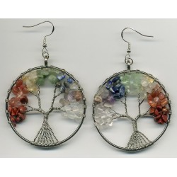 Boucles D'oreilles Hypoallergéniques. Perles en Pierre Naturelle (ARBRE DE VIE)