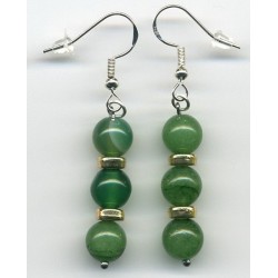 Boucles D'oreilles Hypoallergéniques. Perles en Pierre Naturelle (AVENTURINE)