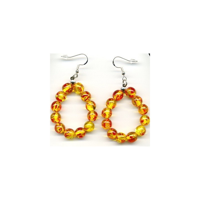 Boucles D'oreilles Hypoallergéniques. Perles en Pierre Naturelle (BRIN DE PERLES D'AMBRE)