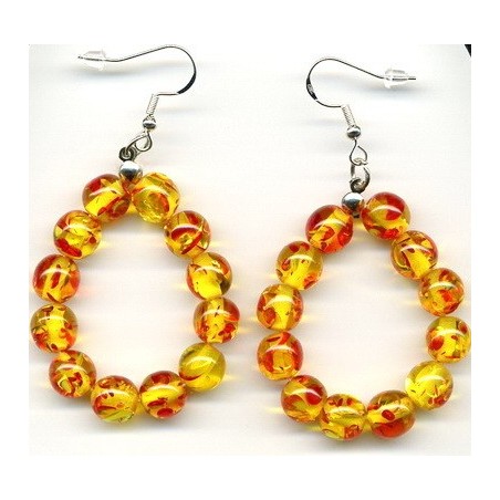 Boucles D'oreilles Hypoallergéniques. Perles en Pierre Naturelle (BRIN DE PERLES D'AMBRE)