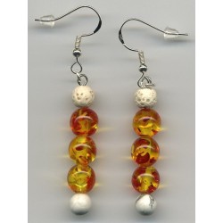 Boucles D'oreilles Hypoallergéniques. Perles en Pierre Naturelle (BRIN DE PERLES D'AMBRE)
