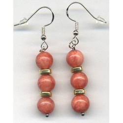 Boucles D'oreilles Hypoallergéniques. Perles en Pierre Naturelle (CALCEDOINE)