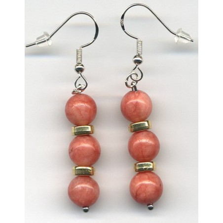 Boucles D'oreilles Hypoallergéniques. Perles en Pierre Naturelle (CALCEDOINE)