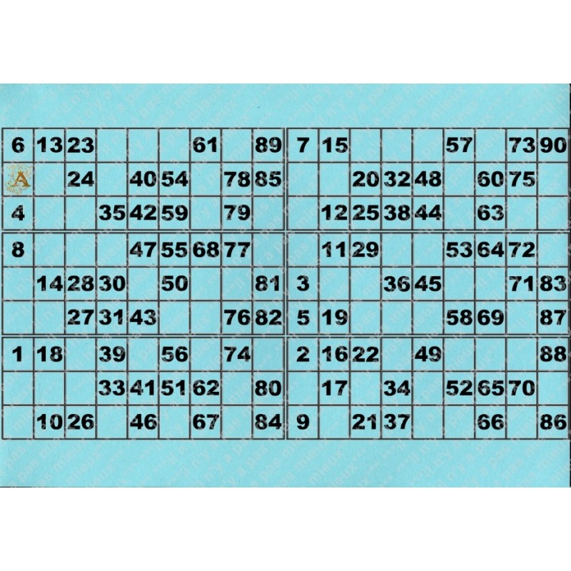 Plaque de 6 cartons de loto plastifié 200 microns neuf A4.