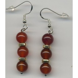 Boucles D'oreilles Hypoallergéniques. Perles en Pierre Naturelle (CORNALINE)