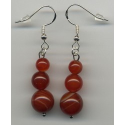 Boucles D'oreilles Hypoallergéniques. Perles en Pierre Naturelle (CORNALINE)