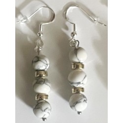 Boucles D'oreilles Hypoallergéniques. Perles en Pierre Naturelle (HOWLITE)