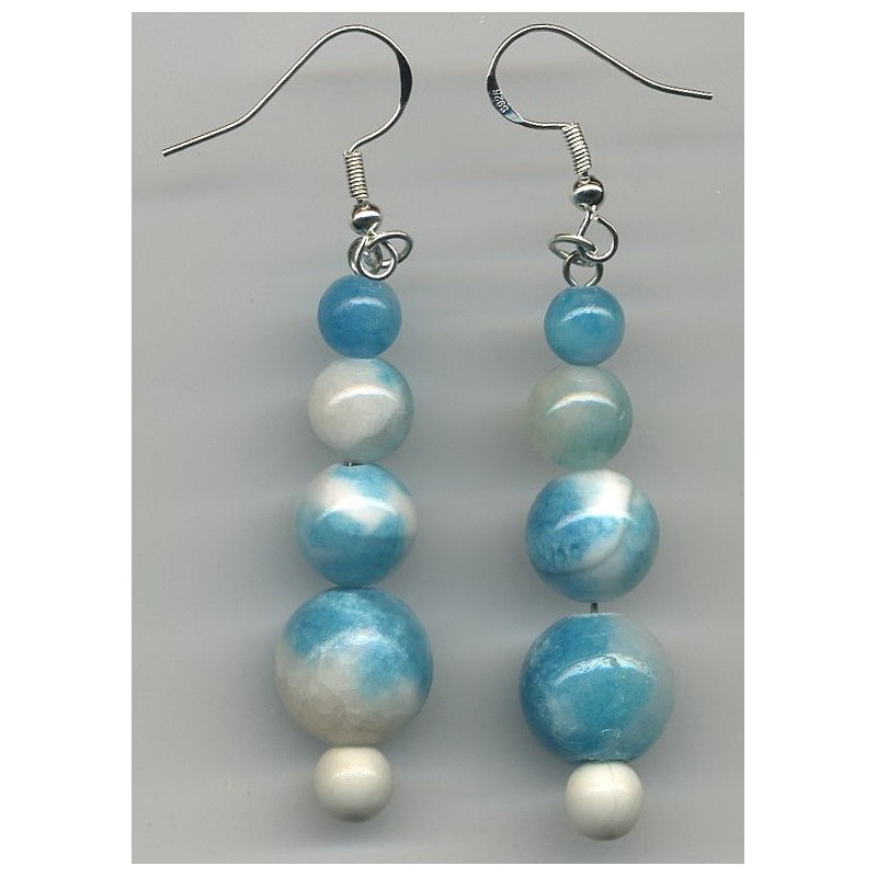 Boucles D'oreilles Hypoallergéniques. Perles en Pierre Naturelle (JADE PERSAN)