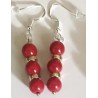 Boucles D'oreilles Hypoallergéniques. Perles en Pierre Naturelle (JADE ROUGE)