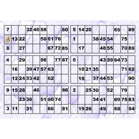 Plaque de 6 cartons de loto plastifié 200 microns neuf A4.