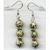 Boucles D'oreilles Hypoallergéniques. Perles en Pierre Naturelle (JASPE DALMATIEN)