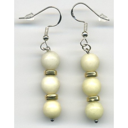 Boucles D'oreilles Hypoallergéniques. Perles en Pierre Naturelle (ONYX BLANC MAT)