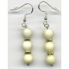 Boucles D'oreilles Hypoallergéniques. Perles en Pierre Naturelle (ONYX BLANC MAT)