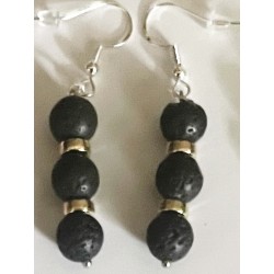 Boucles D'oreilles Hypoallergéniques. Perles en Pierre Naturelle (PIERRE DE LAVE)