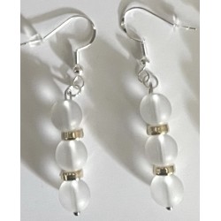 Boucles D'oreilles Hypoallergéniques. Perles en Pierre Naturelle (PIERRE DE LUNE)