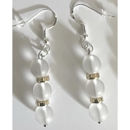 Boucles D'oreilles Hypoallergéniques. Perles en Pierre Naturelle (PIERRE DE LUNE)