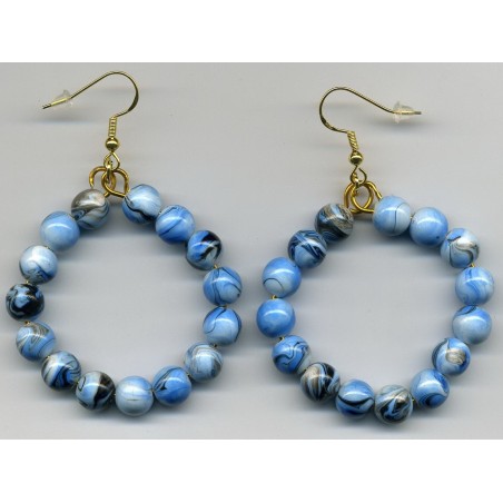 Boucles D'oreilles Hypoallergéniques. Perles en (RESINE-BLEU)