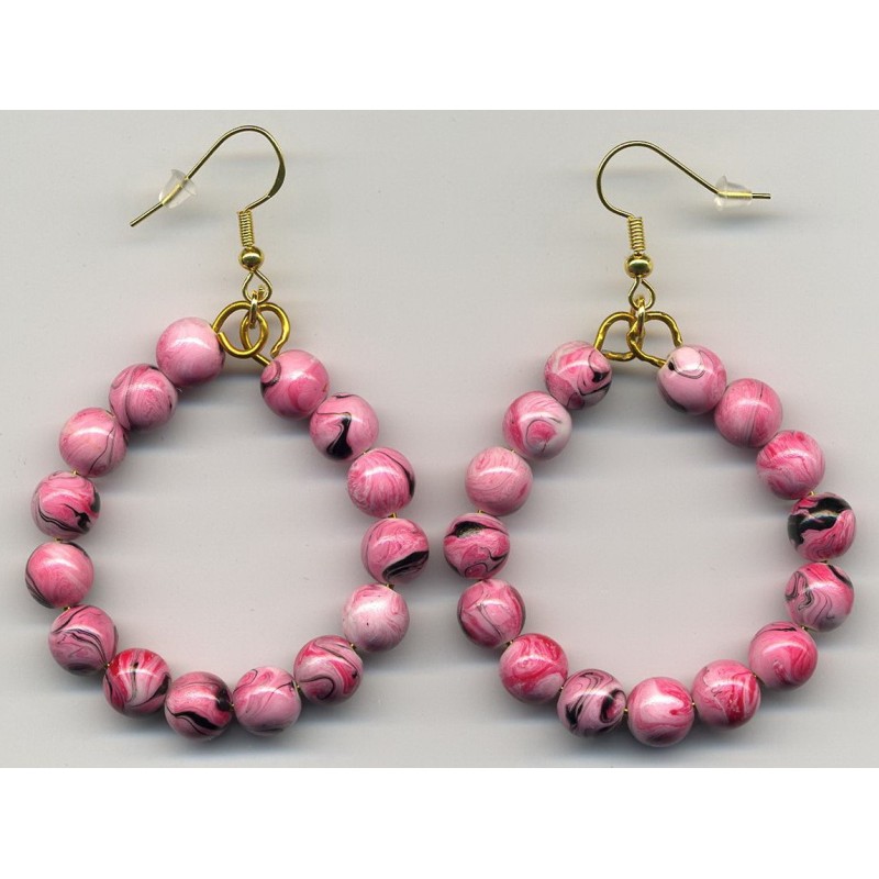 Boucles D'oreilles Hypoallergéniques. Perles en (RESINE-ROSE)