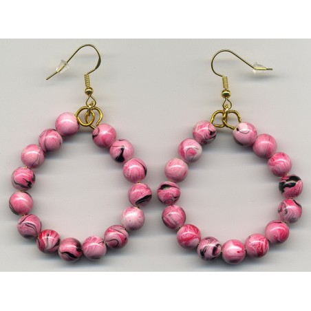 Boucles D'oreilles Hypoallergéniques. Perles en (RESINE-ROSE)
