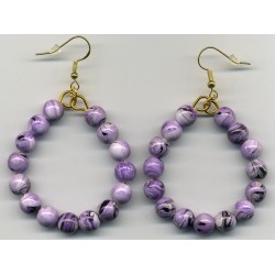 Boucles D'oreilles Hypoallergéniques. Perles en (RESINE-VIOLET)