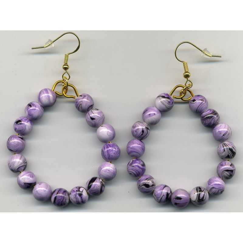 Boucles D'oreilles Hypoallergéniques. Perles en (RESINE-VIOLET)