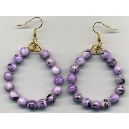 Boucles D'oreilles Hypoallergéniques. Perles en (RESINE-VIOLET)