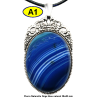 Pendentif Onyx bleu Pierre Naturelle 30x40 mm Pierre Rare.