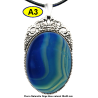 Pendentif Onyx bleu Pierre Naturelle 30x40 mm Pierre Rare.