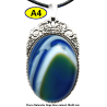 Pendentif Onyx bleu Pierre Naturelle 30x40 mm Pierre Rare.