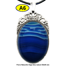 Pendentif Onyx bleu Pierre Naturelle 30x40 mm Pierre Rare.