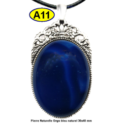 Pendentif Onyx bleu Pierre Naturelle 30x40 mm Pierre Rare.