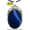 Pendentif Onyx bleu Pierre Naturelle 30x40 mm Pierre Rare.