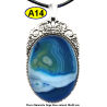 Pendentif Onyx bleu Pierre Naturelle 30x40 mm Pierre Rare.