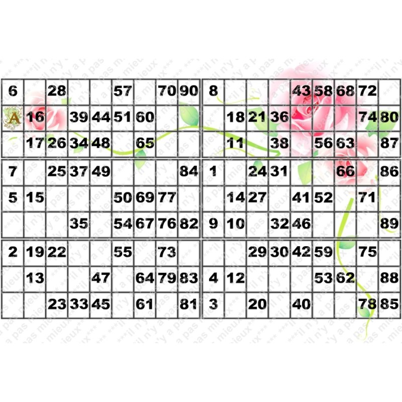 Plaque de 6 cartons de loto plastifié 200 microns neuf A4.