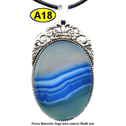 Pendentif Onyx bleu Pierre Naturelle 30x40 mm Pierre Rare.