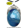 Pendentif Onyx bleu Pierre Naturelle 30x40 mm Pierre Rare.