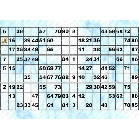 Plaque de 6 cartons de loto plastifié 200 microns neuf A4.