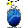 Pendentif Onyx bleu Pierre Naturelle 30x40 mm Pierre Rare.