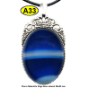 Pendentif Onyx bleu Pierre Naturelle 30x40 mm Pierre Rare.